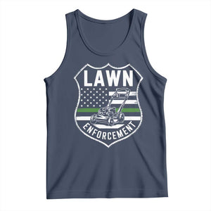 Funny Lawn Enforcement Tank Top Gardening Lawn Mower American Flag TS11 Navy Print Your Wear