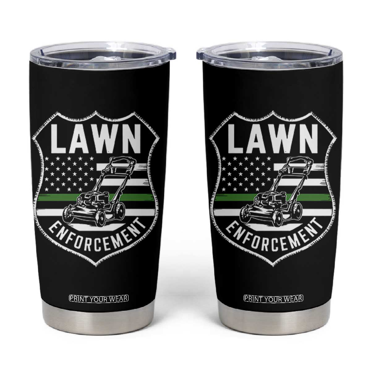 Funny Lawn Enforcement Tumbler Cup Gardening Lawn Mower American Flag TS11 Black Print Your Wear