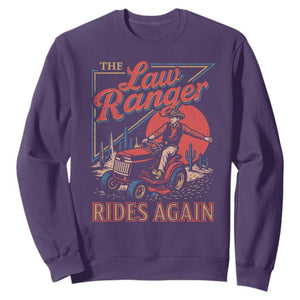 Funny The Lawn Ranger Rides Again Sweatshirt Lawn Tractor Mowing Cowboy TS11 Purple Print Your Wear