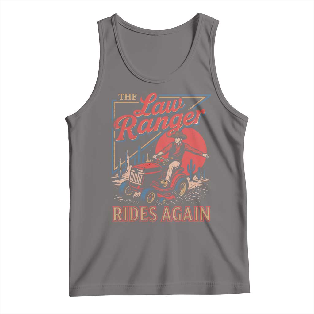 Funny The Lawn Ranger Rides Again Tank Top Lawn Tractor Mowing Cowboy TS11 Deep Heather Print Your Wear