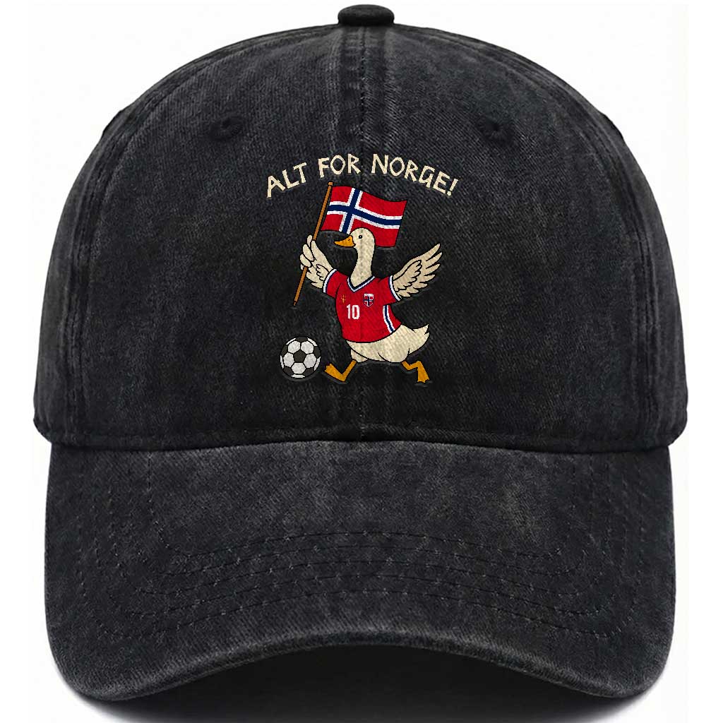 Norway Football Goose Washed Cotton Baseball Cap Alt For Norge Norwegian Heritage TS11 Print Your Wear