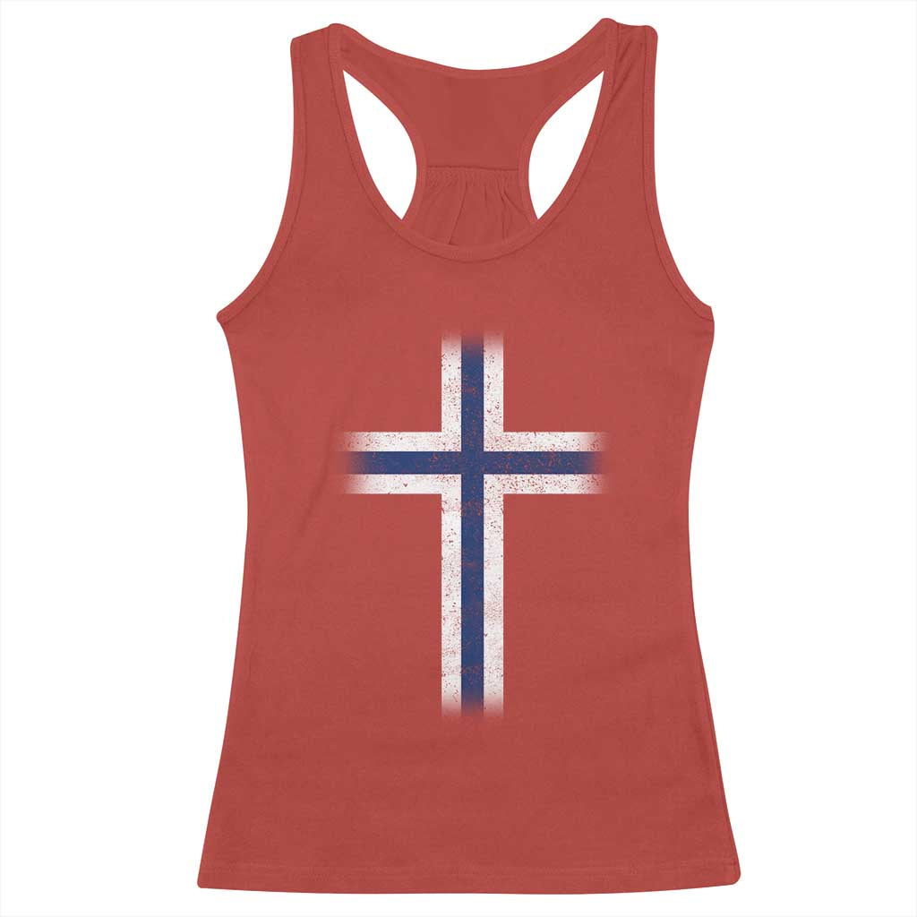 Norway Flag Distressed Nordic Symbol Norwegian Fans Racerback Tank Top TS11 Red Print Your Wear