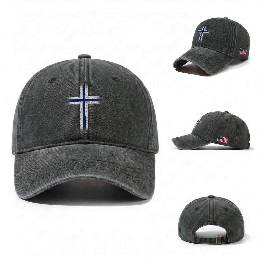 Norway Flag Distressed Nordic Symbol Norwegian Fans Washed Cotton Baseball Cap TS11 Washed Cap Universal Fit Dark Green Print Your Wear