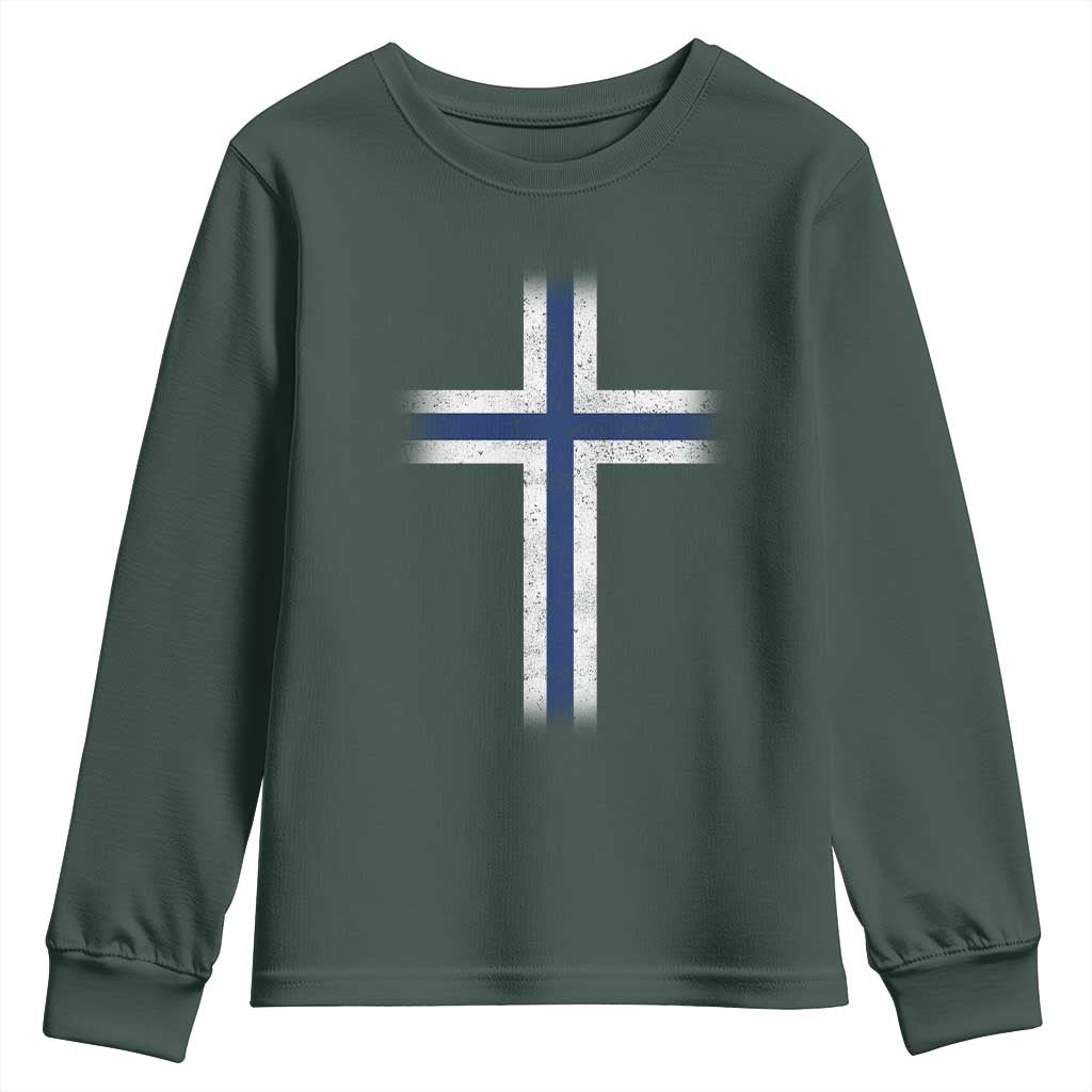 Norway Flag Distressed Nordic Symbol Norwegian Fans Youth Sweatshirt TS11 Dark Forest Green Print Your Wear
