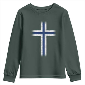 Norway Flag Distressed Nordic Symbol Norwegian Fans Youth Sweatshirt TS11 Dark Forest Green Print Your Wear