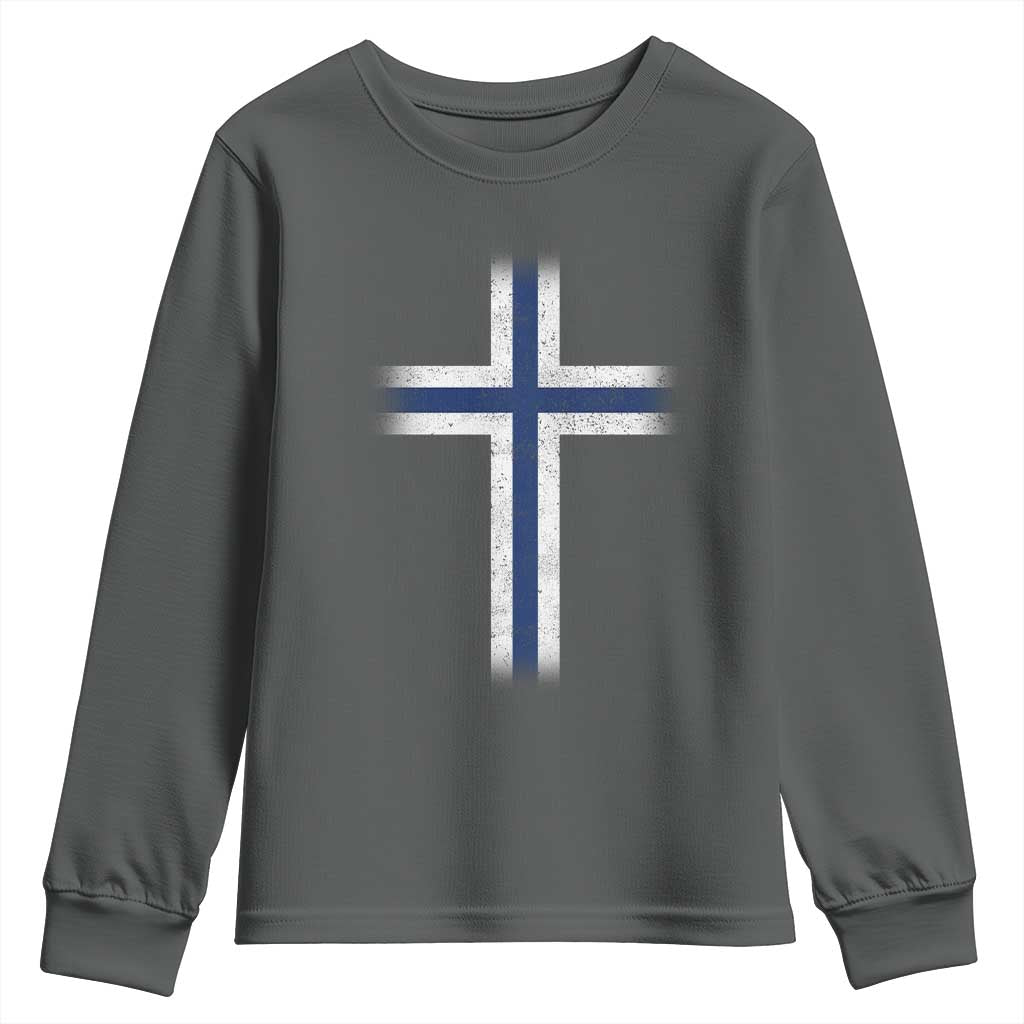 Norway Flag Distressed Nordic Symbol Norwegian Fans Youth Sweatshirt TS11 Dark Heather Print Your Wear