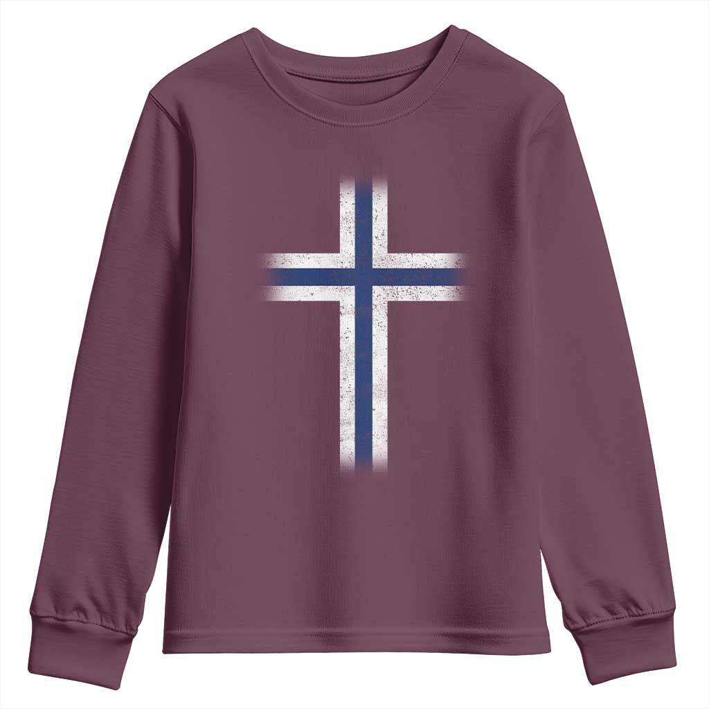 Norway Flag Distressed Nordic Symbol Norwegian Fans Youth Sweatshirt TS11 Maroon Print Your Wear