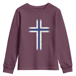 Norway Flag Distressed Nordic Symbol Norwegian Fans Youth Sweatshirt TS11 Maroon Print Your Wear