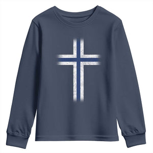 Norway Flag Distressed Nordic Symbol Norwegian Fans Youth Sweatshirt TS11 Navy Print Your Wear