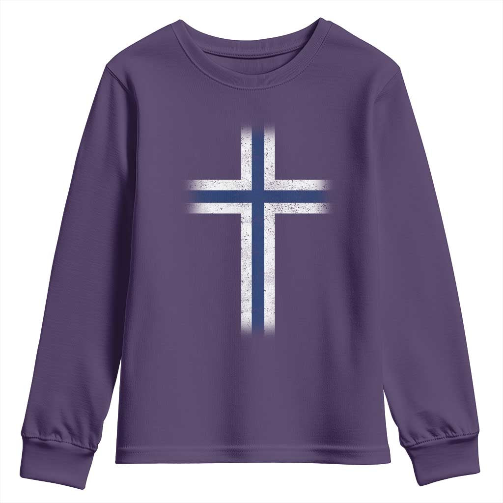 Norway Flag Distressed Nordic Symbol Norwegian Fans Youth Sweatshirt TS11 Purple Print Your Wear