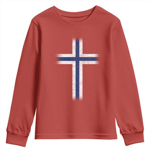Norway Flag Distressed Nordic Symbol Norwegian Fans Youth Sweatshirt TS11 Red Print Your Wear