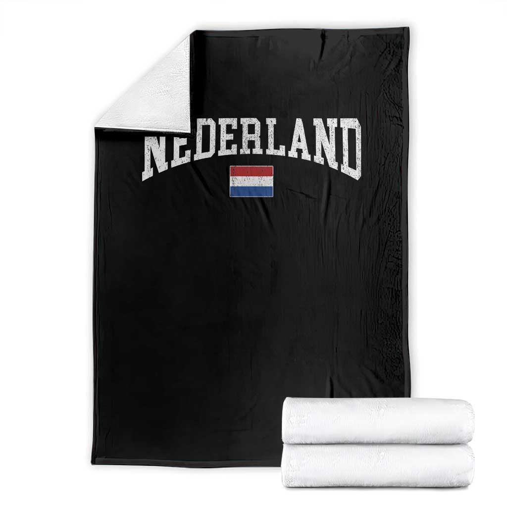 Nederland Sports Throwback Design Throw Blanket Vintage Dutch Holland Flag Soccer Jersey Style TS11 Black Print Your Wear