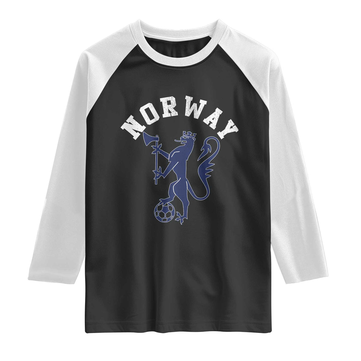 Norway Norwegian Lion Athletic Sports Jersey Style Raglan Shirt TS11 Black White Print Your Wear