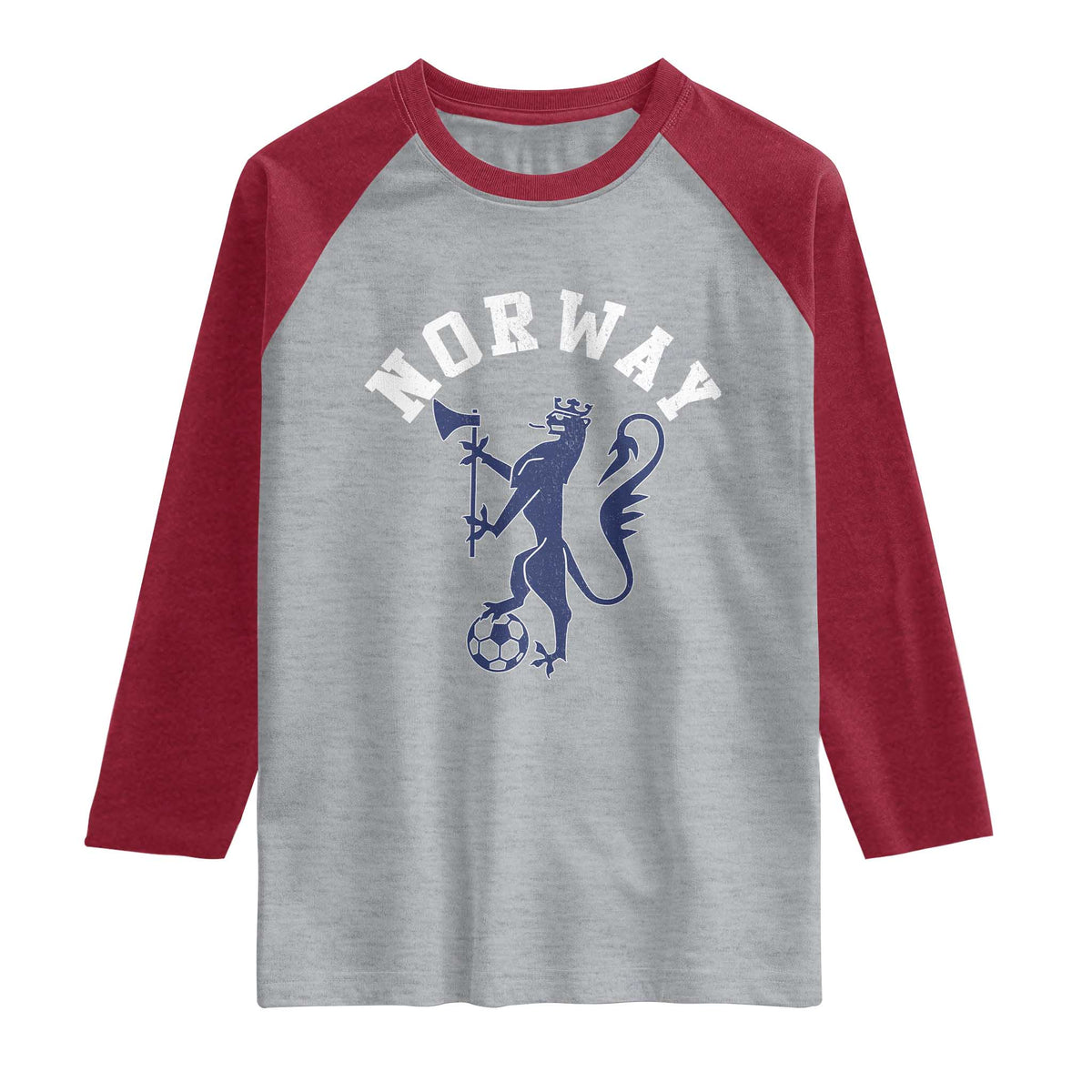 Norway Norwegian Lion Athletic Sports Jersey Style Raglan Shirt TS11 Heather Gray Heather Red Print Your Wear