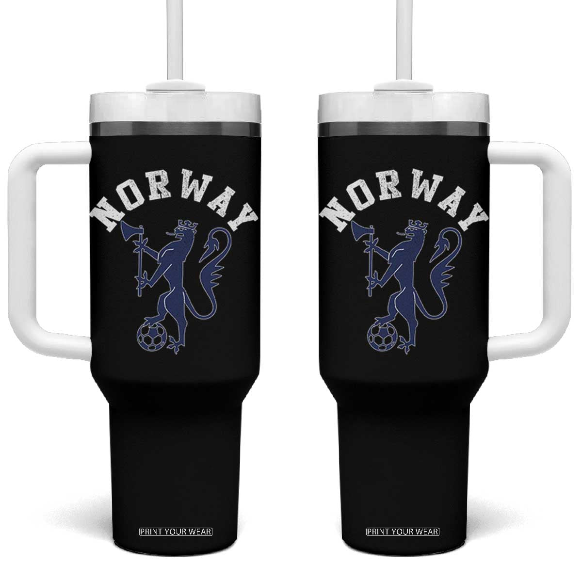 Norway Norwegian Lion Athletic Sports Jersey Style Tumbler With Handle TS11 One Size: 40 oz Black Print Your Wear