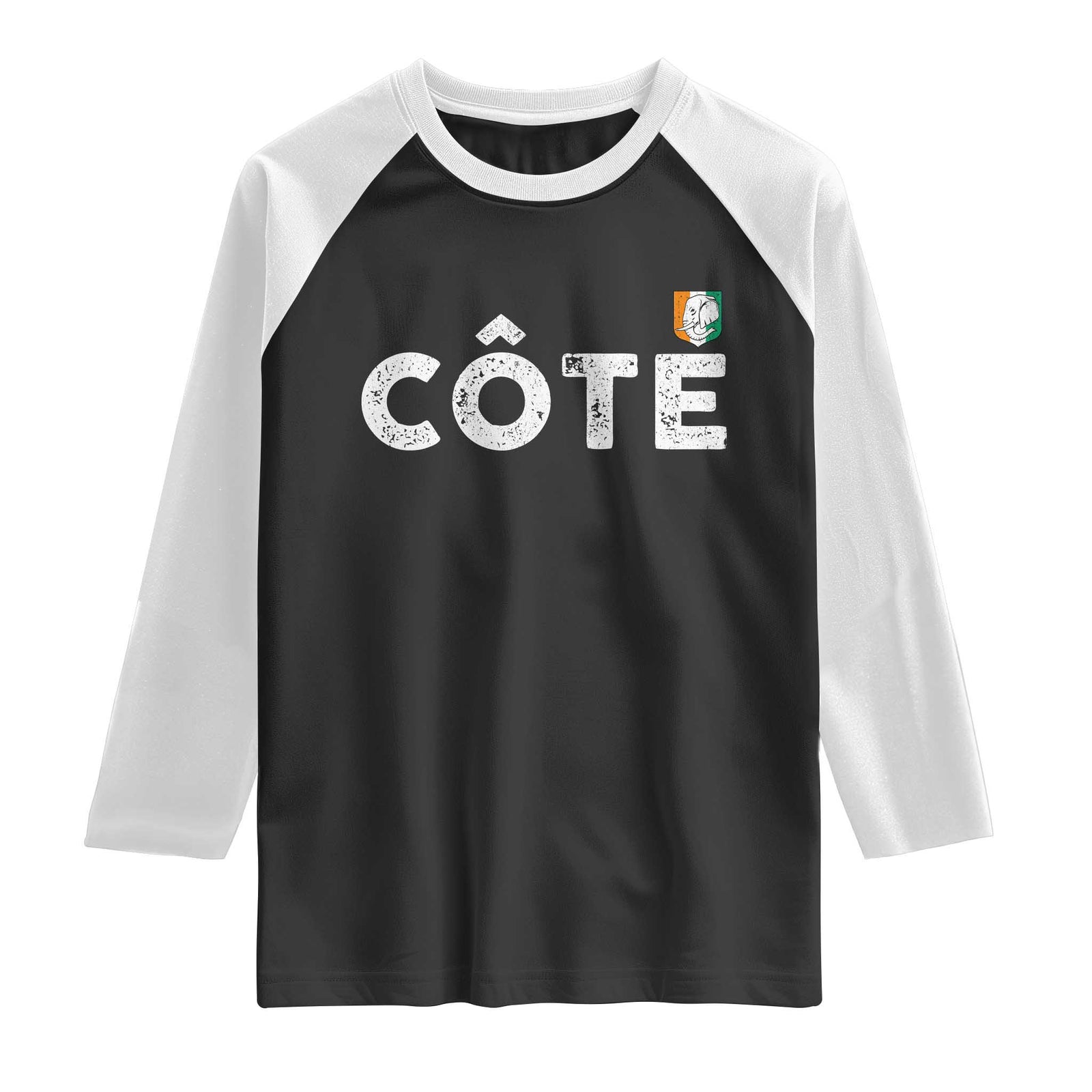 Côte D Ivoire Raglan Shirt Ivory Coast Crest Football Family Matching TS11 Black White Print Your Wear