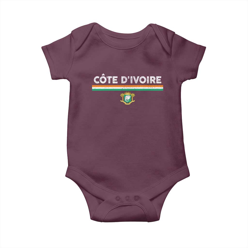 Côte D'ivoire Elephant Sporty Ivory Coast Flag Baby Onesie TS11 Maroon Print Your Wear