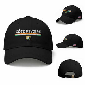 Côte D'ivoire Elephant Sporty Ivory Coast Flag Baseball Cap TS11 Baseball Cap Universal Fit Black Print Your Wear