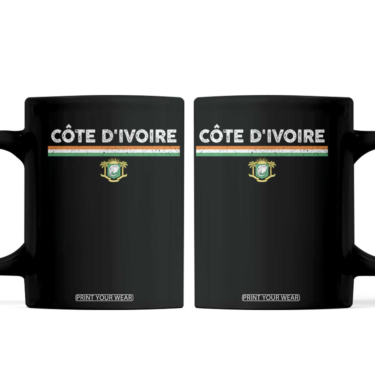 Côte D'ivoire Elephant Sporty Ivory Coast Flag Coffee Mug TS11 Black Print Your Wear