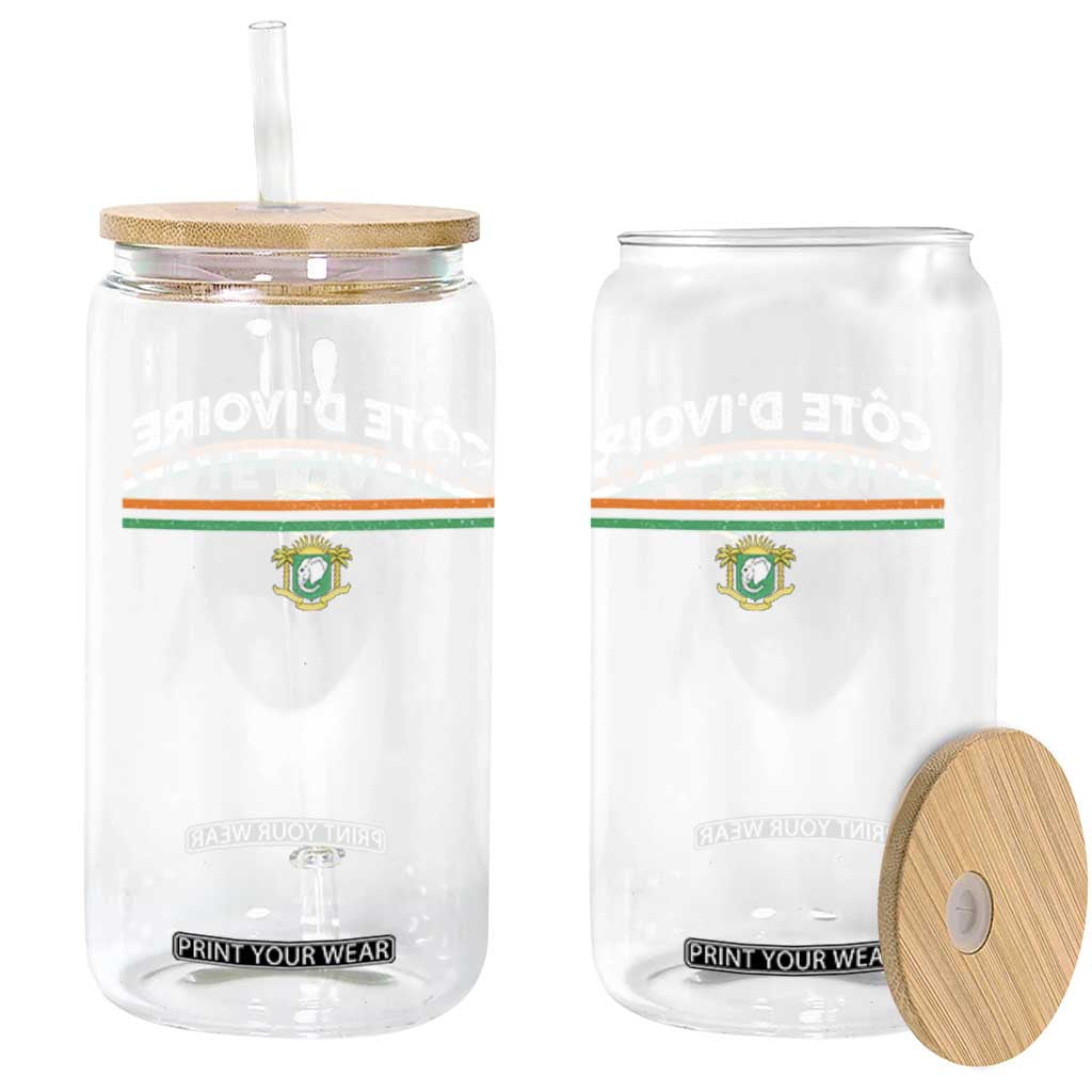 Côte D'ivoire Elephant Sporty Ivory Coast Flag Glass Can TS11 Print Your Wear