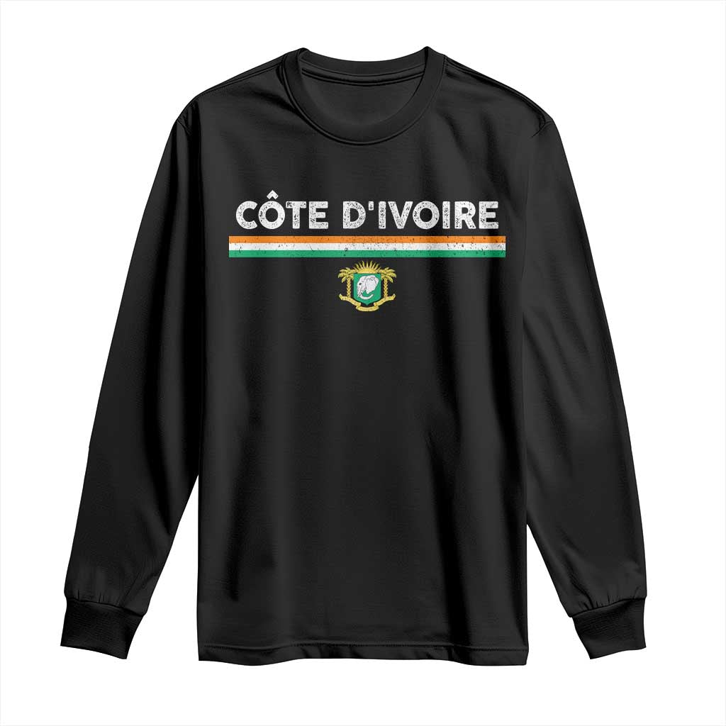 Côte D'ivoire Elephant Sporty Ivory Coast Flag Long Sleeve Shirt TS11 Black Print Your Wear