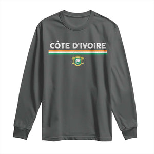 Côte D'ivoire Elephant Sporty Ivory Coast Flag Long Sleeve Shirt TS11 Dark Heather Print Your Wear