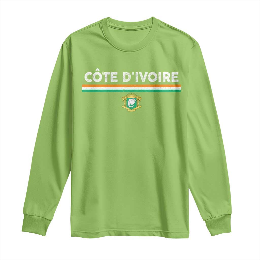 Côte D'ivoire Elephant Sporty Ivory Coast Flag Long Sleeve Shirt TS11 Lime Print Your Wear