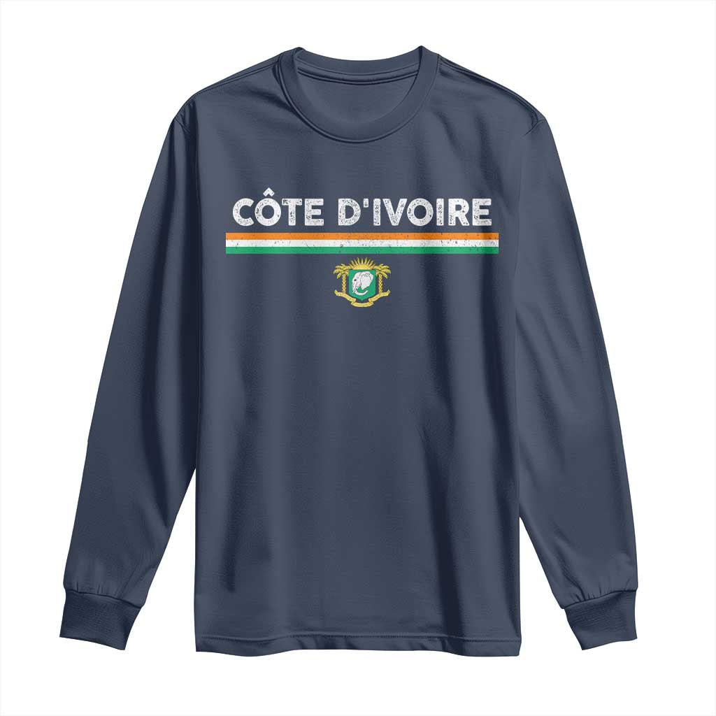 Côte D'ivoire Elephant Sporty Ivory Coast Flag Long Sleeve Shirt TS11 Navy Print Your Wear