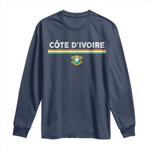 Côte D'ivoire Elephant Sporty Ivory Coast Flag Long Sleeve Shirt TS11 Navy Print Your Wear