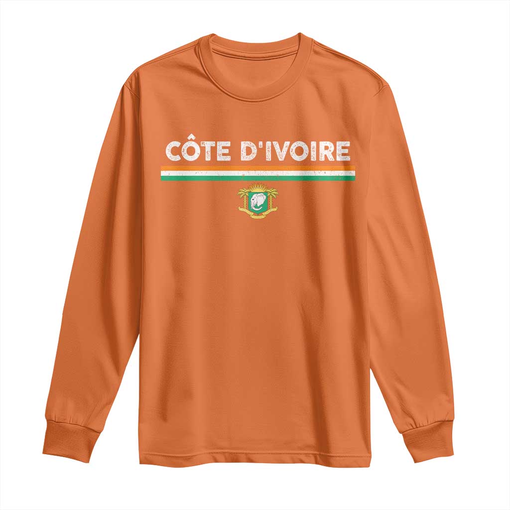 Côte D'ivoire Elephant Sporty Ivory Coast Flag Long Sleeve Shirt TS11 Orange Print Your Wear