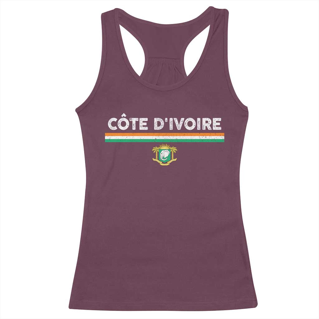 Côte D'ivoire Elephant Sporty Ivory Coast Flag Racerback Tank Top TS11 Maroon Print Your Wear