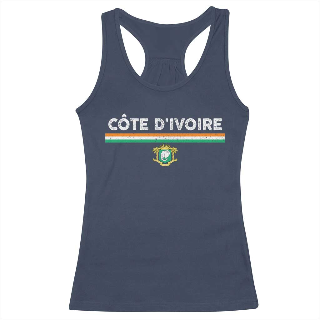 Côte D'ivoire Elephant Sporty Ivory Coast Flag Racerback Tank Top TS11 Navy Print Your Wear