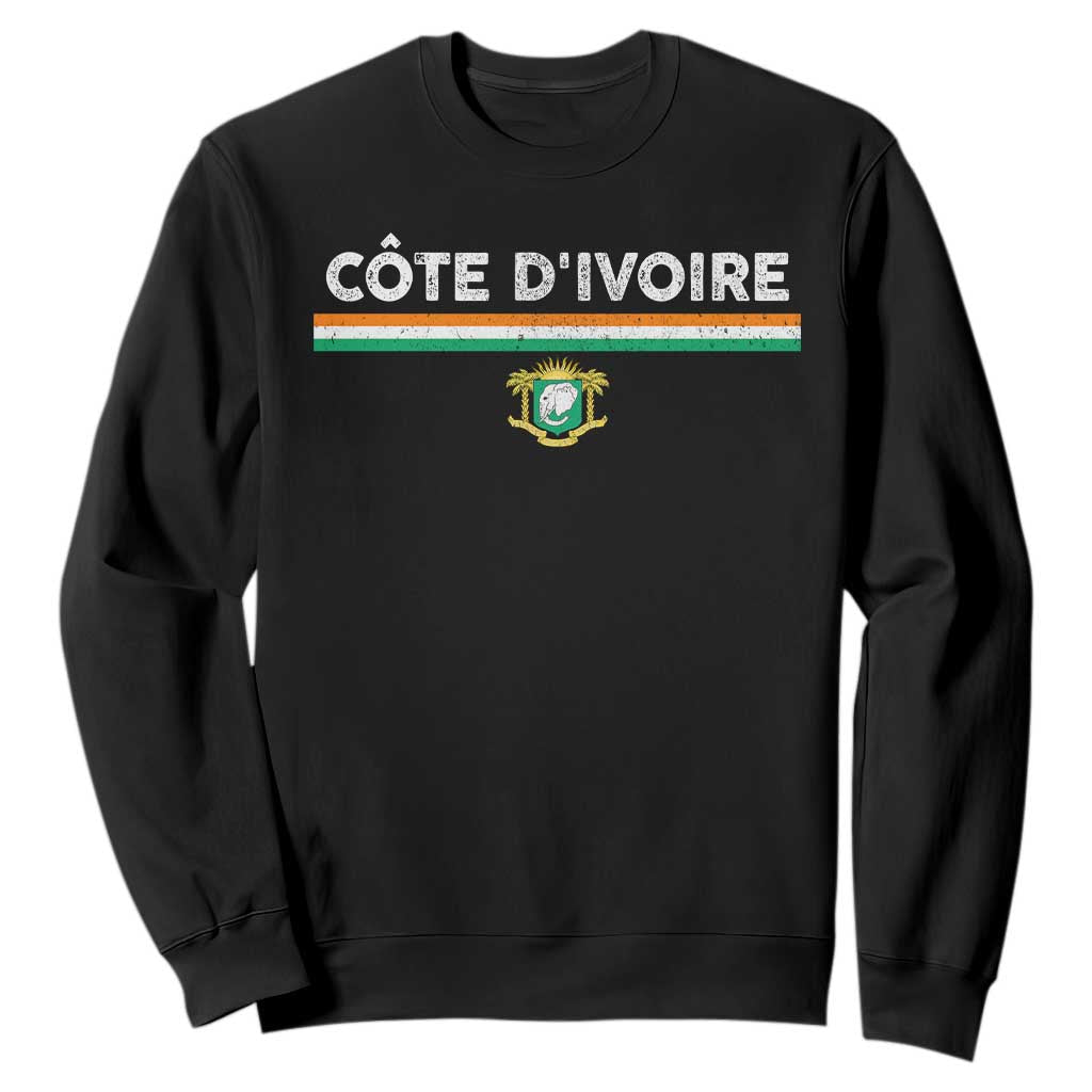 Côte D'ivoire Elephant Sporty Ivory Coast Flag Sweatshirt TS11 Black Print Your Wear