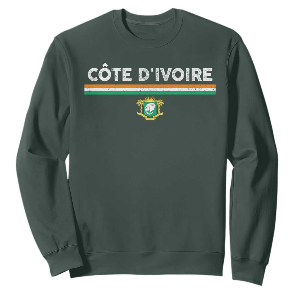 Côte D'ivoire Elephant Sporty Ivory Coast Flag Sweatshirt TS11 Dark Forest Green Print Your Wear