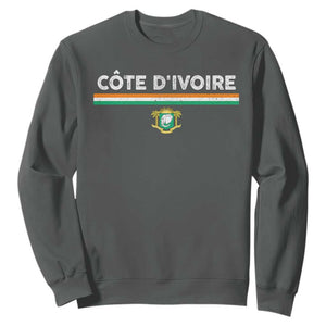 Côte D'ivoire Elephant Sporty Ivory Coast Flag Sweatshirt TS11 Dark Heather Print Your Wear