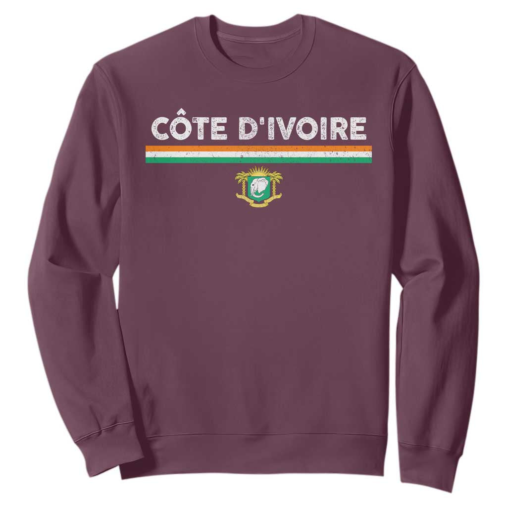 Côte D'ivoire Elephant Sporty Ivory Coast Flag Sweatshirt TS11 Maroon Print Your Wear