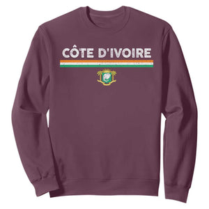 Côte D'ivoire Elephant Sporty Ivory Coast Flag Sweatshirt TS11 Maroon Print Your Wear