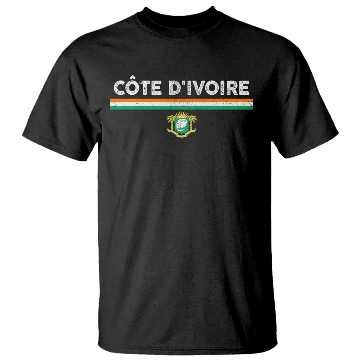 Côte D'ivoire Elephant Sporty Ivory Coast Flag T Shirt TS11 Black Print Your Wear