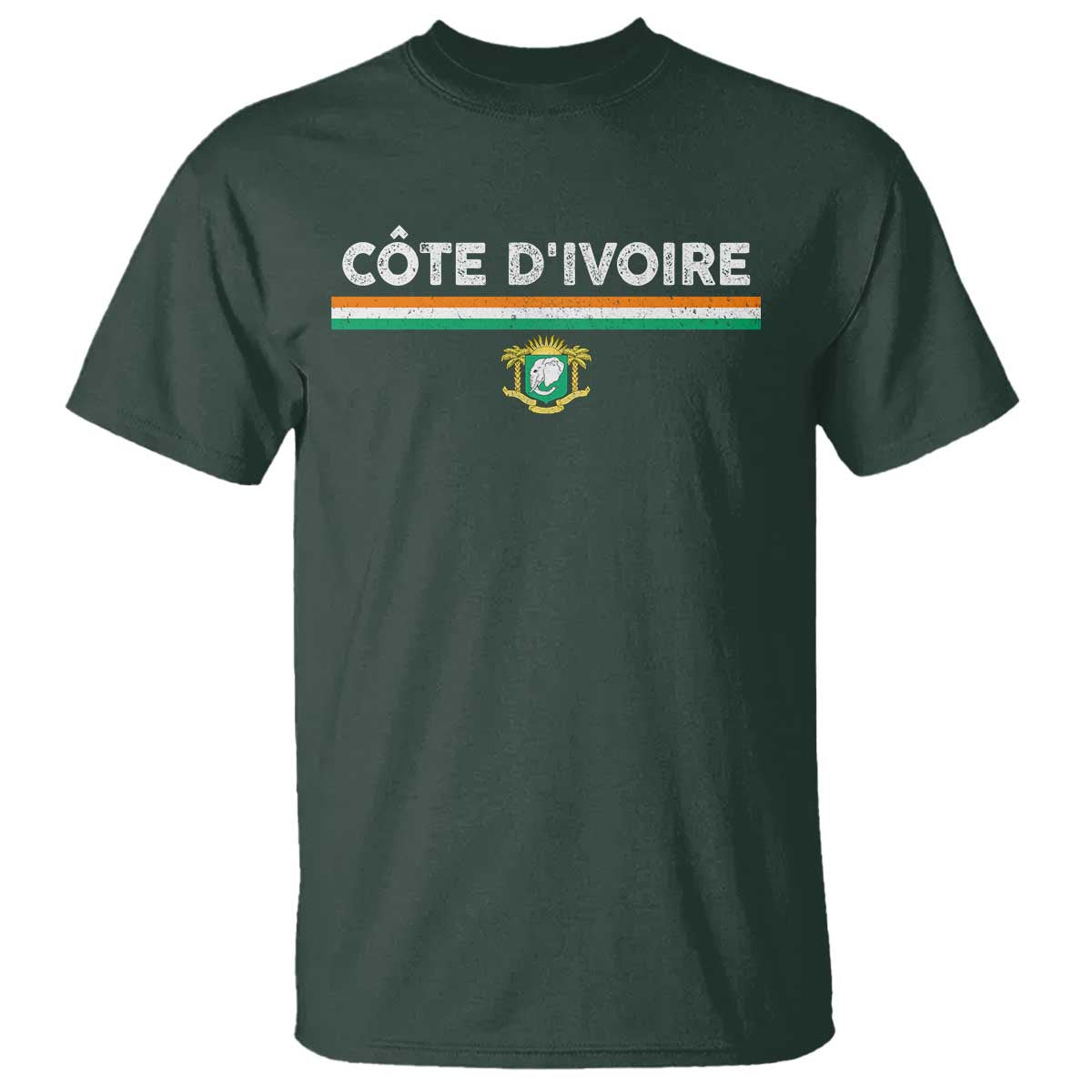 Côte D'ivoire Elephant Sporty Ivory Coast Flag T Shirt TS11 Dark Forest Green Print Your Wear