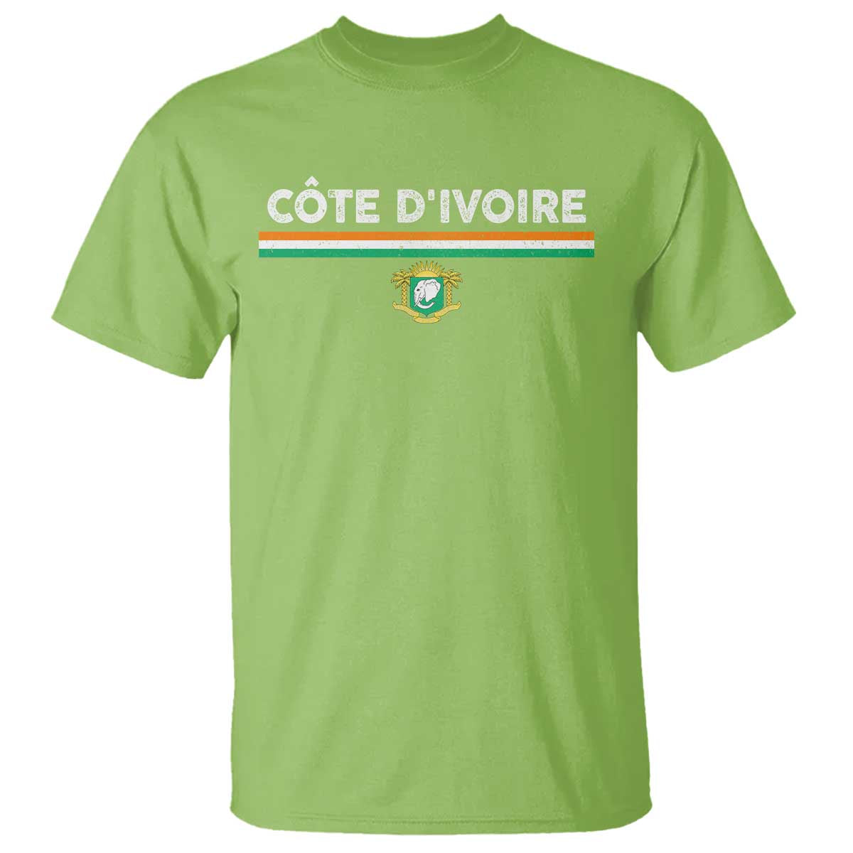 Côte D'ivoire Elephant Sporty Ivory Coast Flag T Shirt TS11 Lime Print Your Wear