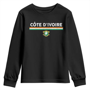 Côte D'ivoire Elephant Sporty Ivory Coast Flag Youth Sweatshirt TS11 Black Print Your Wear