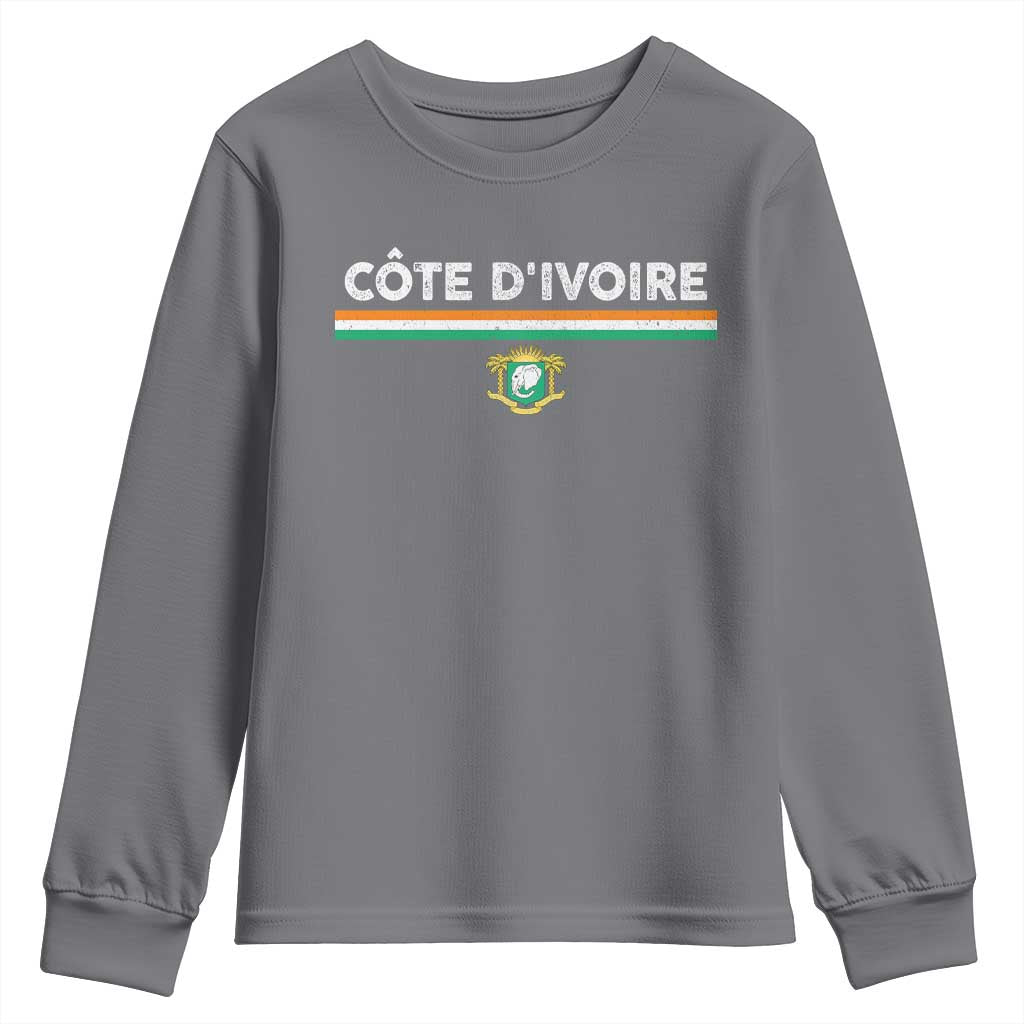 Côte D'ivoire Elephant Sporty Ivory Coast Flag Youth Sweatshirt TS11 Charcoal Print Your Wear