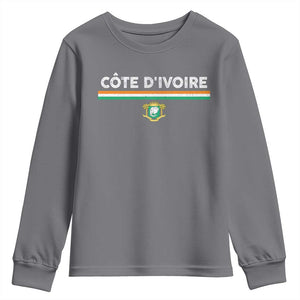 Côte D'ivoire Elephant Sporty Ivory Coast Flag Youth Sweatshirt TS11 Charcoal Print Your Wear