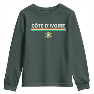 Côte D'ivoire Elephant Sporty Ivory Coast Flag Youth Sweatshirt TS11 Dark Forest Green Print Your Wear