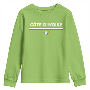 Côte D'ivoire Elephant Sporty Ivory Coast Flag Youth Sweatshirt TS11 Lime Print Your Wear