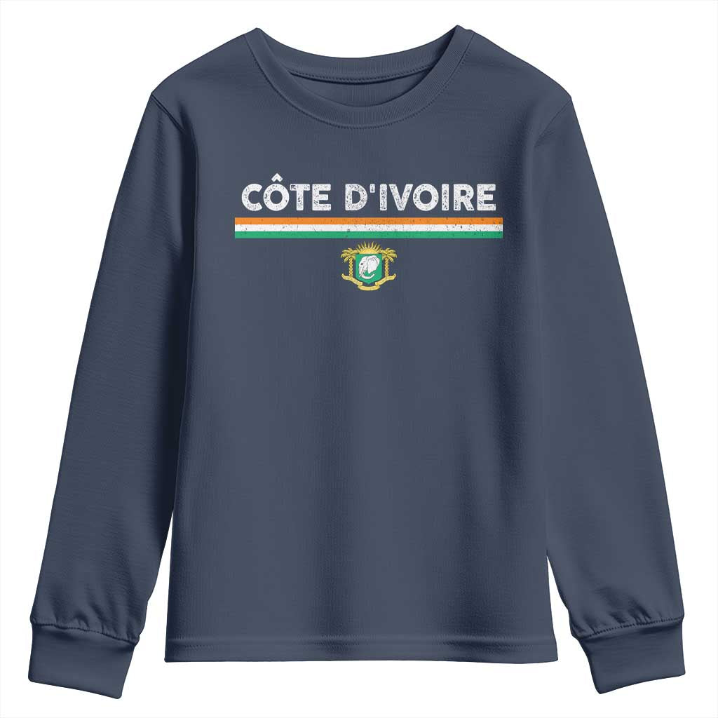 Côte D'ivoire Elephant Sporty Ivory Coast Flag Youth Sweatshirt TS11 Navy Print Your Wear
