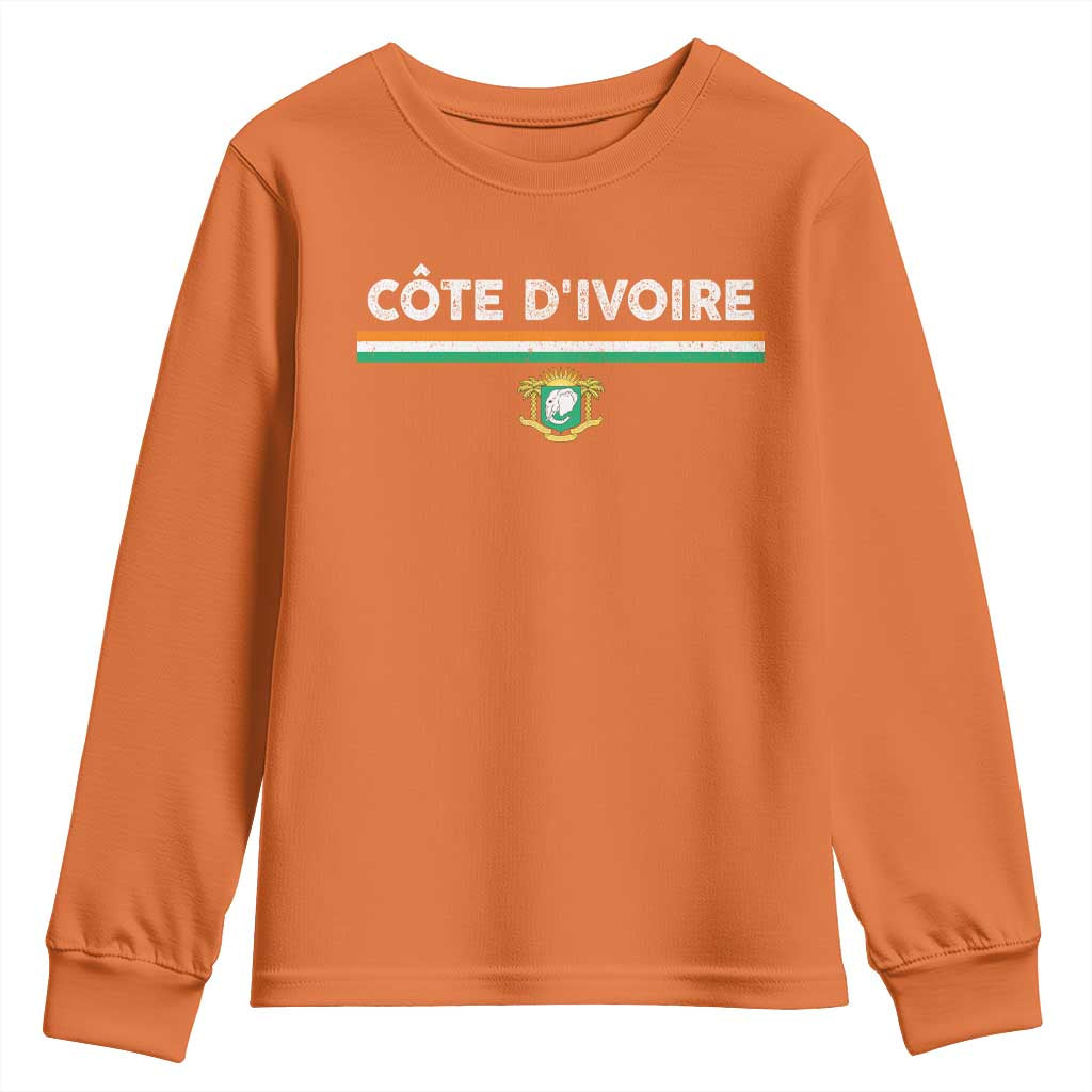 Côte D'ivoire Elephant Sporty Ivory Coast Flag Youth Sweatshirt TS11 Orange Print Your Wear