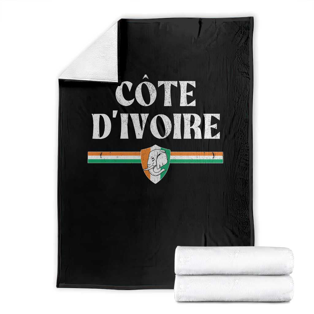 Côte D Ivoire Throw Blanket Flag of Ivory Coast Elephant Crest Football TS11 Black Print Your Wear