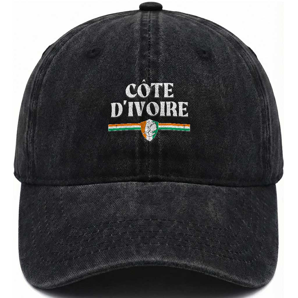 Côte D Ivoire Washed Cotton Baseball Cap Flag of Ivory Coast Elephant Crest Football TS11 Print Your Wear