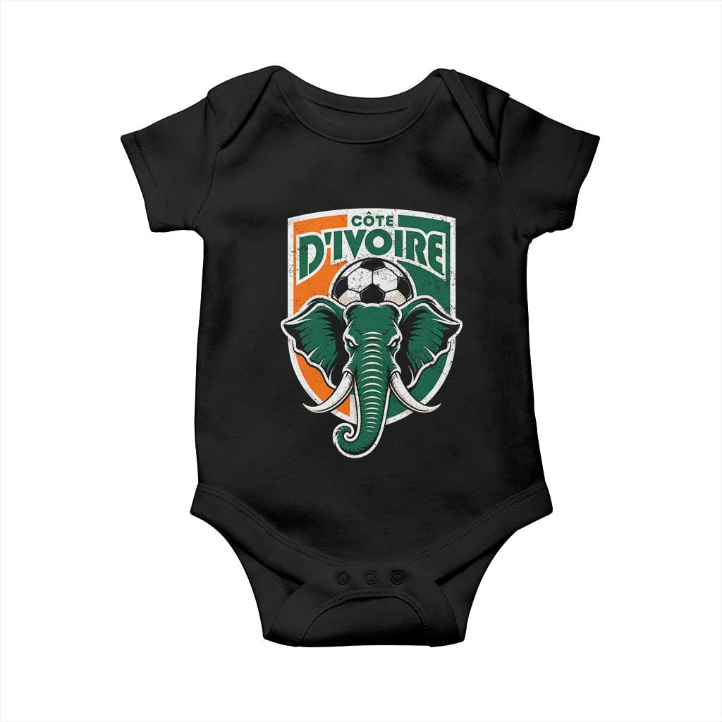 Côte D'ivoire Classic Ivory Coast Elephant Football Baby Onesie Ivorians Pride TS11 Black Print Your Wear